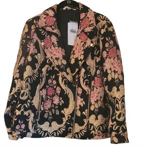 Soft Surroundings brocade tapestry beaded peacoat jacket NWT